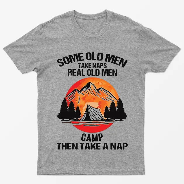 Sport Grey Camp Then Take A Nap Graphic T-Shirt