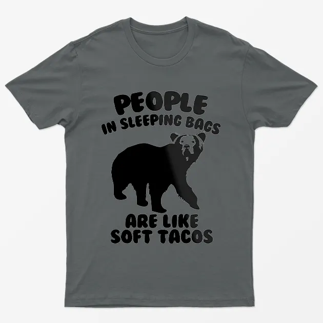 Charcoal Camping Humor Bear Graphic T-Shirt