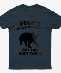 Navy Blue Camping Humor Bear Graphic T-Shirt