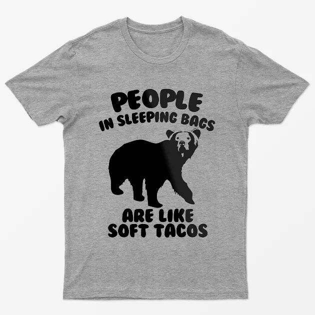 Sport Grey Camping Humor Bear Graphic T-Shirt
