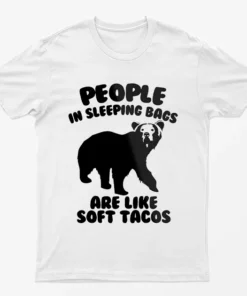 White Camping Humor Bear Graphic T-Shirt