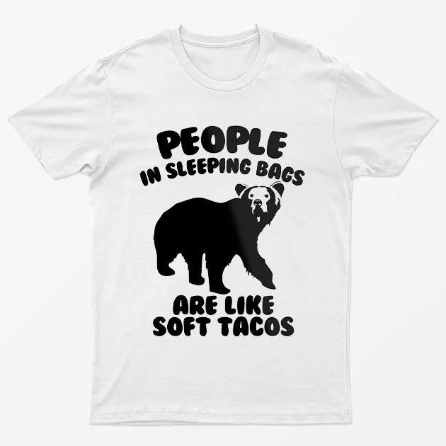 White Camping Humor Bear Graphic T-Shirt