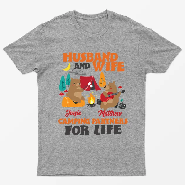 Sport Grey Camping Partners For Life Graphic T-Shirt