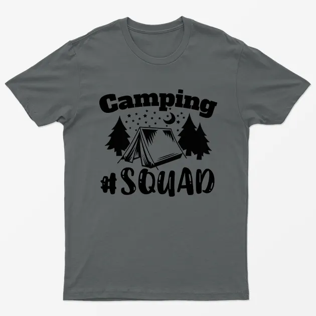 Charcoal Camping Squad Graphic T-Shirt