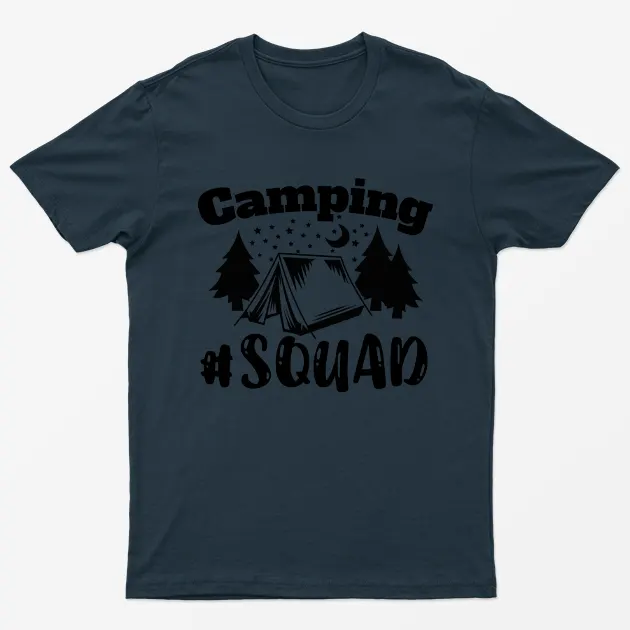 Navy Blue Camping Squad Graphic T-Shirt