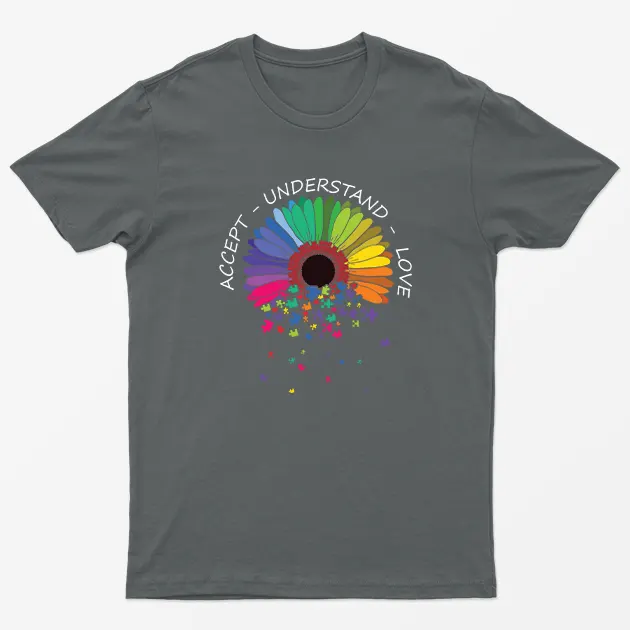 Charcoal Accept Understand Autism Day Awareness T-Shirt