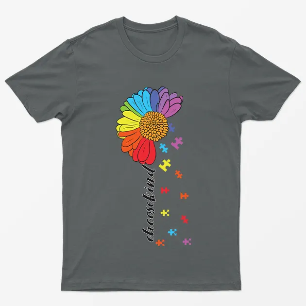 Charcoal Autism Day Choose Kind Graphic T-Shirt