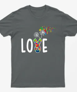 Charcoal Autism Day Love Funny Graphic T-Shirt