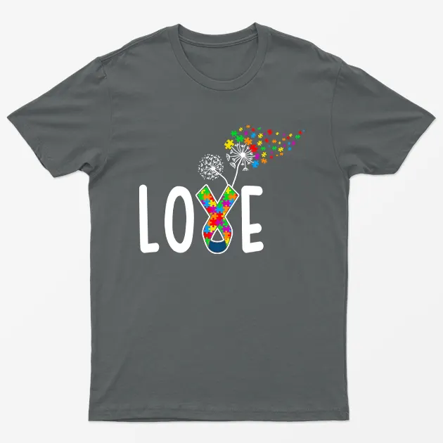 Charcoal Autism Day Love Funny Graphic T-Shirt