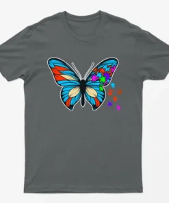 Charcoal Butterfly Autism Awareness T-Shirt