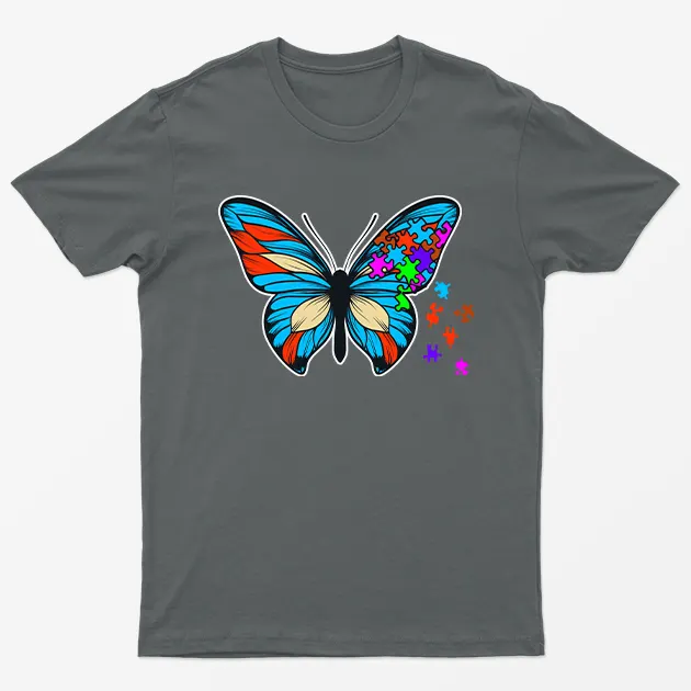 Charcoal Butterfly Autism Awareness T-Shirt