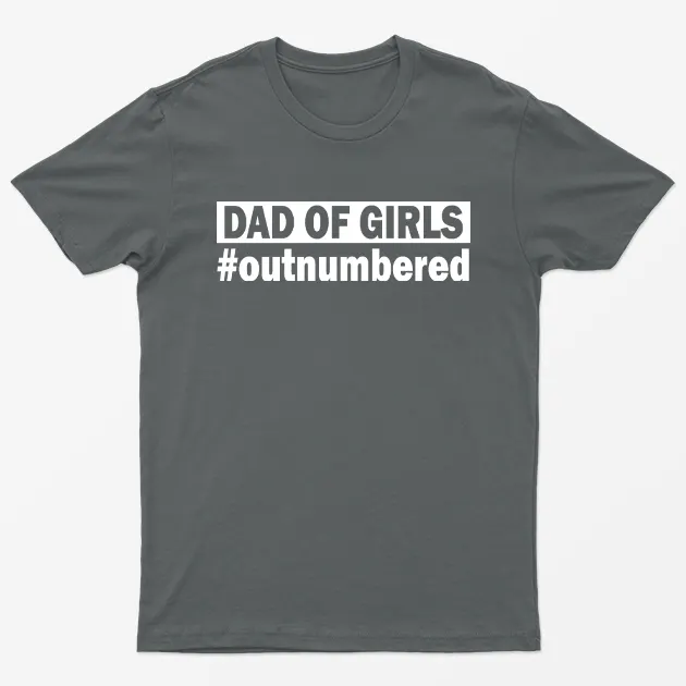 Charcoal Dad of Girls Outnumbered Graphic T-Shirt