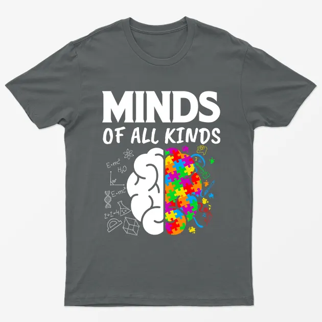 Charcoal Mind Of All Kinds Autism Day T-Shirt