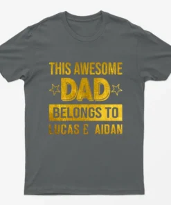 Charcoal Personalised Awesome Dad Graphic T-Shirt