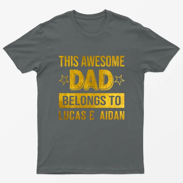 Charcoal Personalised Awesome Dad Graphic T-Shirt