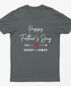 Charcoal Personalised Happy Fathers Day Graphic T-Shirt