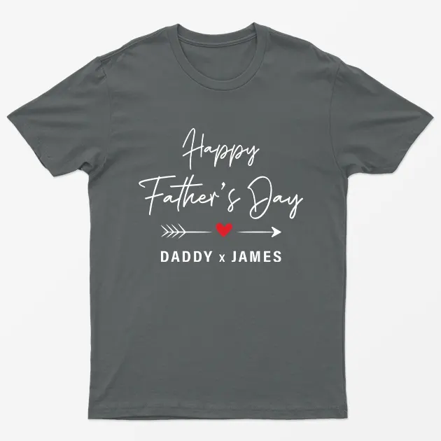 Charcoal Personalised Happy Fathers Day Graphic T-Shirt