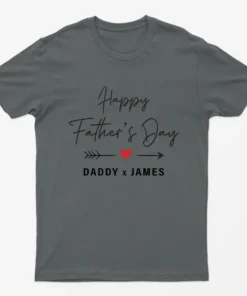 Charcoal Personalised Happy Fathers Day T-Shirt