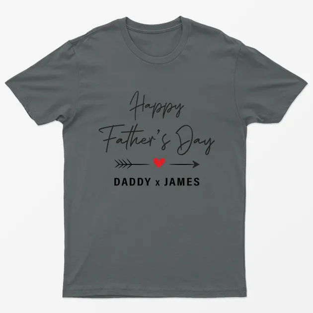 Charcoal Personalised Happy Fathers Day T-Shirt
