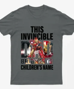 Charcoal Personalised Invincible Dad Belongs to T-Shirt