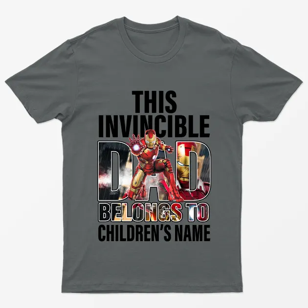 Charcoal Personalised Invincible Dad Belongs to T-Shirt