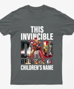 Charcoal Personalised Invincible Dad T-Shirt