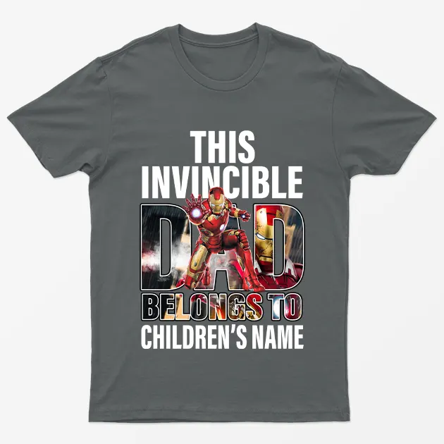 Charcoal Personalised Invincible Dad T-Shirt
