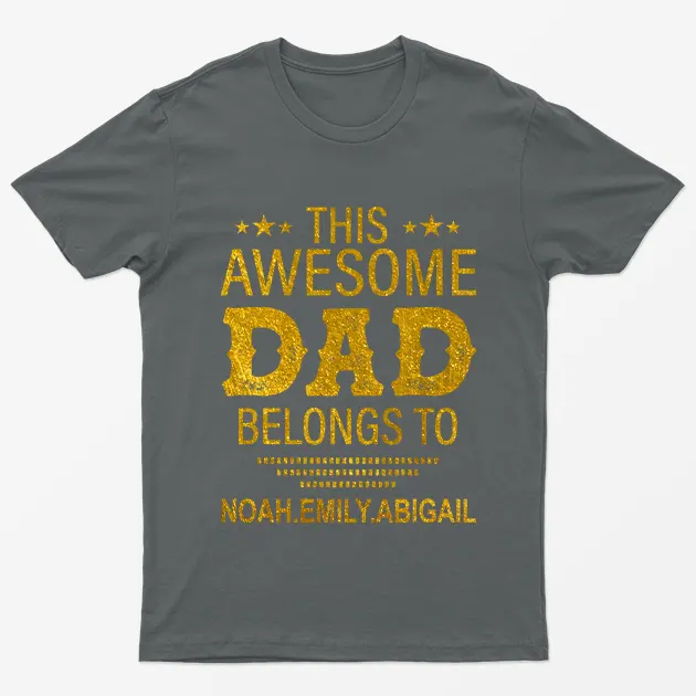 Charcoal Personalised This Awesome Dad Graphic T-Shirt