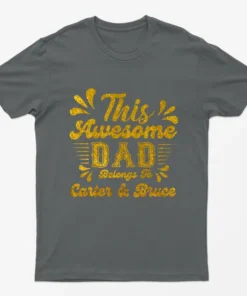 Charcoal Personalised This Dad Belongs to Graphic T-Shirt