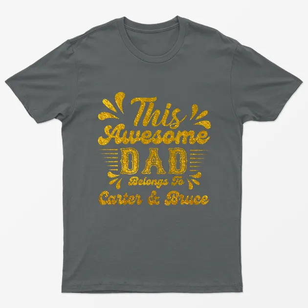 Charcoal Personalised This Dad Belongs to Graphic T-Shirt