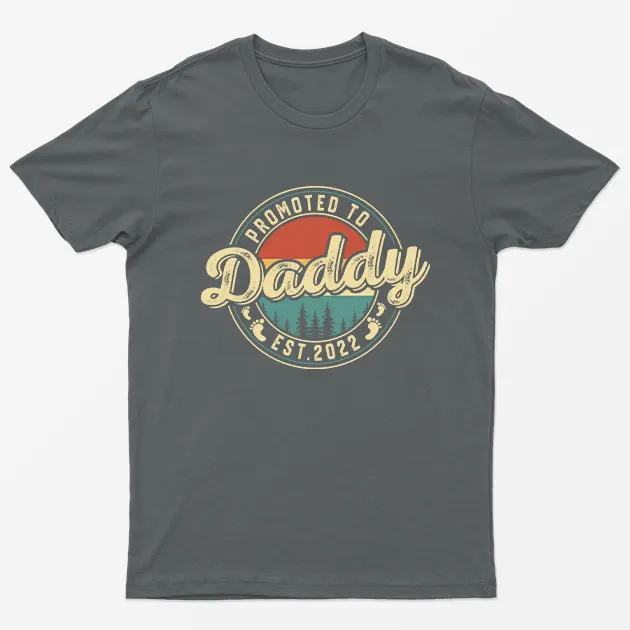 Charcoal Promoted to Daddy Est 2022 T-Shirt