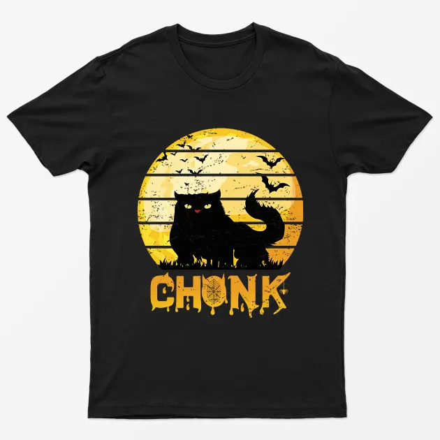 Black Chonk Cat Halloween T-Shirt