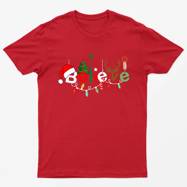 Red Christmas Believe T-Shirt