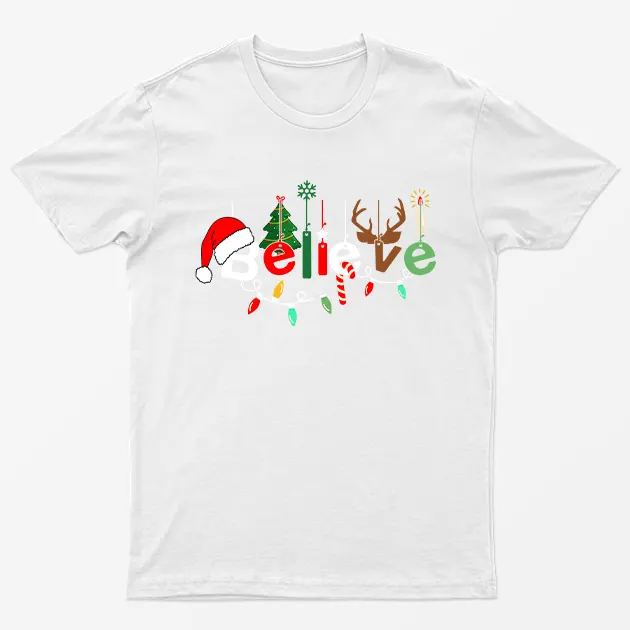 White Christmas Believe T-Shirt