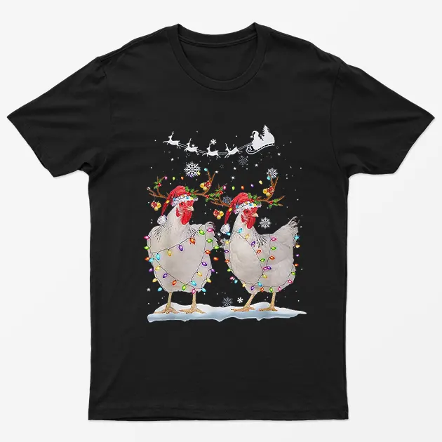 Black Christmas Chickens T-Shirt