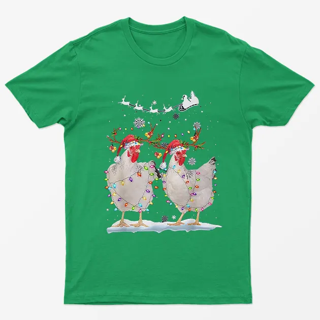 Irish Green Christmas Chickens T-Shirt
