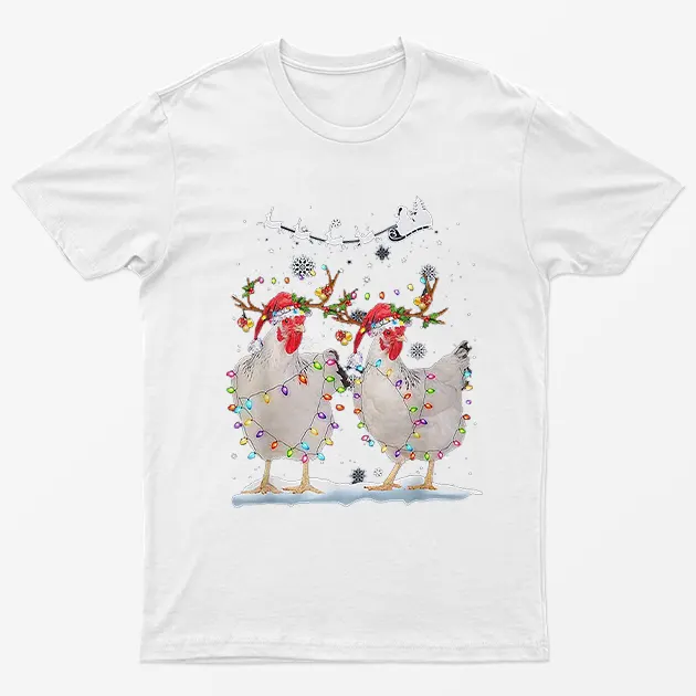 White Christmas Chickens T-Shirt