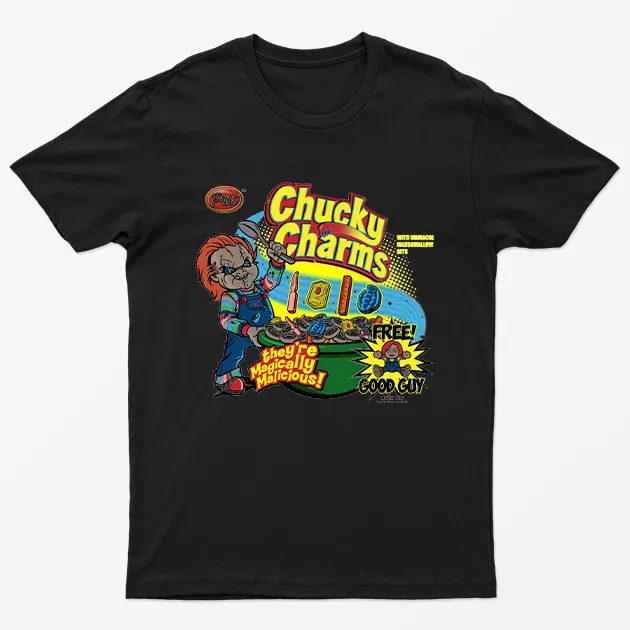 Black Chucky Charms Halloween Graphic T-Shirt