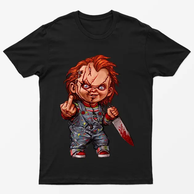 Black Chucky Knife Halloween T-Shirt