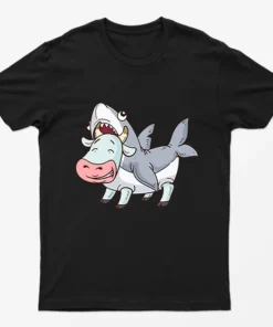 Black Cow Shark Animal Puns T-Shirt