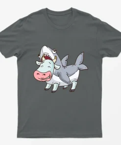 Charcoal Cow Shark Animal Puns T-Shirt
