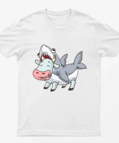 White Cow Shark Animal Puns T-Shirt