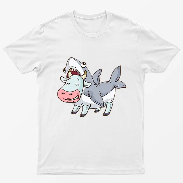 White Cow Shark Animal Puns T-Shirt
