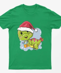 Irish Green Cute Dino Santa T-Shirt