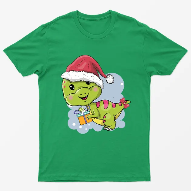 Irish Green Cute Dino Santa T-Shirt