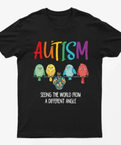 Black Cute Owl Autism Awareness Graphic T-Shirt