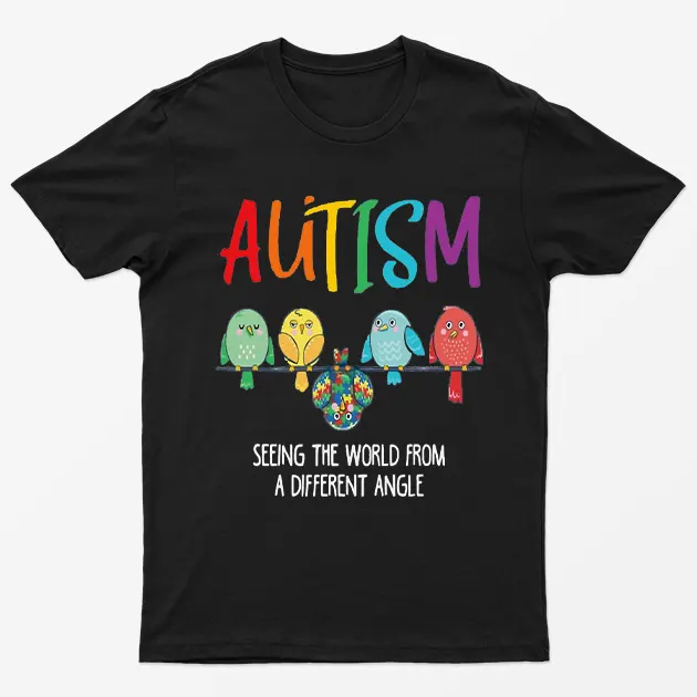 Black Cute Owl Autism Awareness Graphic T-Shirt