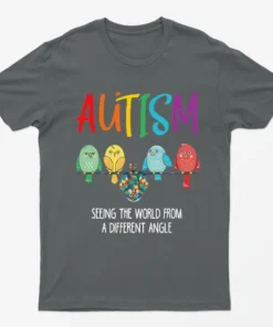 Charcoal Cute Owl Autism Awareness Graphic T-Shirt