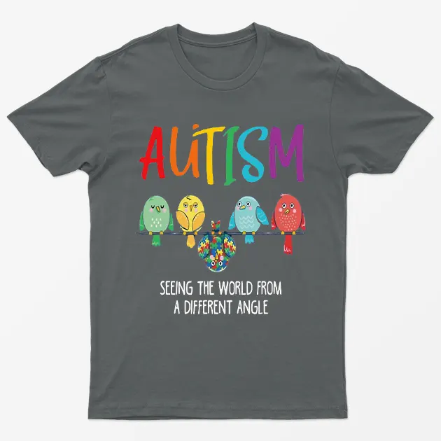 Charcoal Cute Owl Autism Awareness Graphic T-Shirt