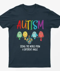 Navy Blue Cute Owl Autism Awareness Graphic T-Shirt